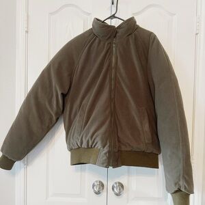 Doubled Puffer Bomber Jacket Heavy duty unisex dark green color size M-L